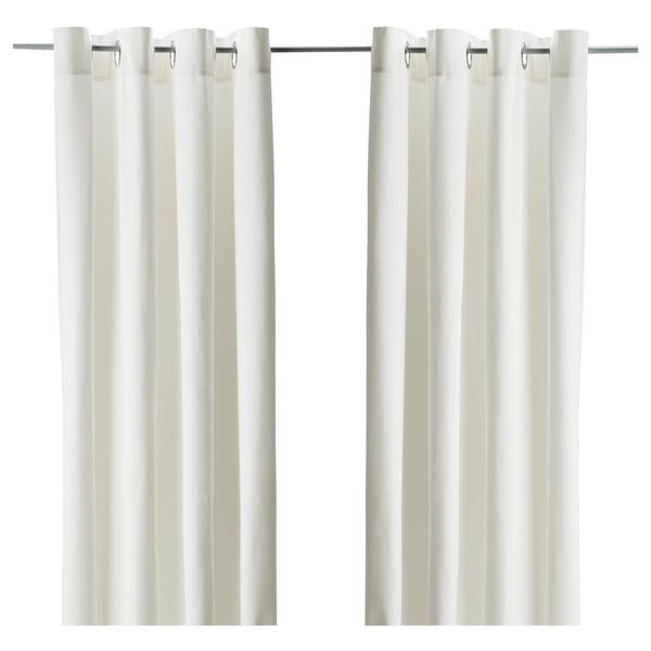 Tende MERETE bianche, cotone, tasca per cannetta, oscurante, design elegante.