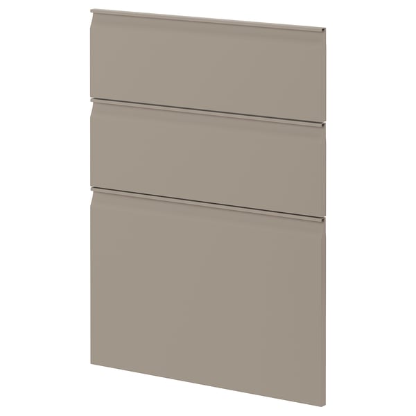 METOD pannello cucina, grigio-beige opaco, rettangolare, tre gole orizzontali, finitura liscia.