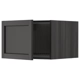 Mobile da cucina in legno nero, frassino tinto scuro con bordi smussati, apertura ad anta singola con ripiano interno.