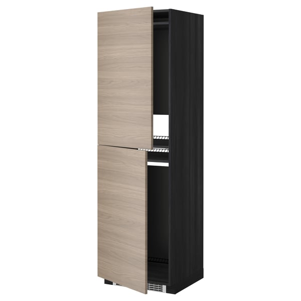 METOD Mobile alto per frigo/congelatore nero, Brokhult grigio chiaro