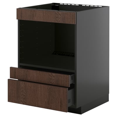 METOD / KNIVSHULT Mobile base elettrodomest incasso, nero-grigio/Sinarp marrone, 60x60 cm