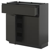 Blocco cucina moderno nero: METOD. Design elegante e angolare con cassetto, ripiani e chiusura ammortizzata.