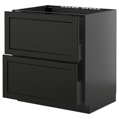 Un mobile da cucina ikea METOD nero con due ampi cassetti, finitura tinta scura e design elegante.
