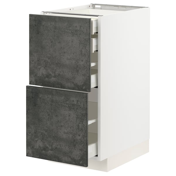 Ikea METOD mobile da cucina, bianco, grigio scuro frontali cassetti, moderno, rettangolare, 2 cassetti.