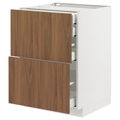 Un mobile da cucina ikea METOD con due grandi cassetti in legno e una cornice bianca dal design moderno.