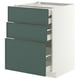 METOD / MAXIMERA Mob 3front/2casset bas/1med/1alt, bianco/Aspudden grigio scuro-verde, 60x60 cm
