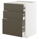 Armadio da cucina METOD in bianco e marrone con 3 cassetti.