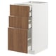 Mobile cucina METOD, struttura bianca, cassetti in noce, design moderno, tre cassetti.