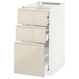 Mobile da cucina lucido bianco e beige con 3 cassetti.