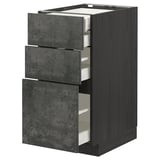 Armadio da cucina METOD grigio scuro con tre cassetti.