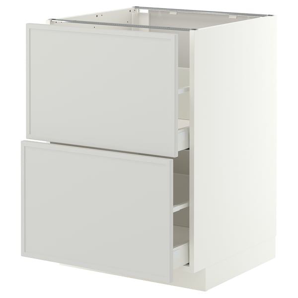 METOD / MAXIMERA Mobile 2 frontali/2 cassetti alti, bianco/Aspudden grigio chiaro, 60x60 cm