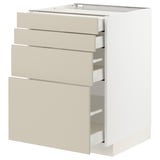 Mobile da cucina METOD bianco sporco con quattro cassetti beige, moderno ed elegante.