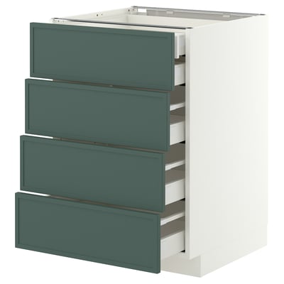 METOD / MAXIMERA Mobile 4front/2cassetti bassi/3medi, bianco/Aspudden grigio scuro-verde, 60x60 cm