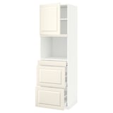 Mobile da cucina METOD bianco con ante e cassetti smussati bianco sporco, alto, tre sezioni.