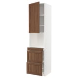 Mobile da cucina METOD con struttura bianca e cassetti in noce, che combina l'estetica classica del legno con un contenitore moderno.