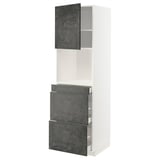 Mobile cucina METOD, alto con ante in cemento grigio scuro, struttura bianca, forma quadrata, design moderno.