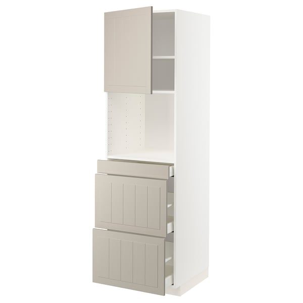 METOD mobile da cucina, beige, rettangolare con cassetti e mobile.