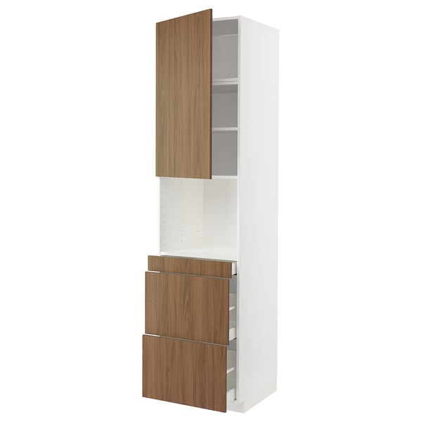 METOD mobile da cucina bianco con cassetto e anta in noce, design moderno ed elegante.