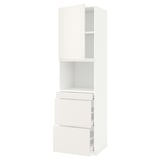 Un mobile da cucina METOD bianco dal design elegante, caratterizzato da linee pulite e superfici lisce. Ha due cassetti e un'anta a battente.