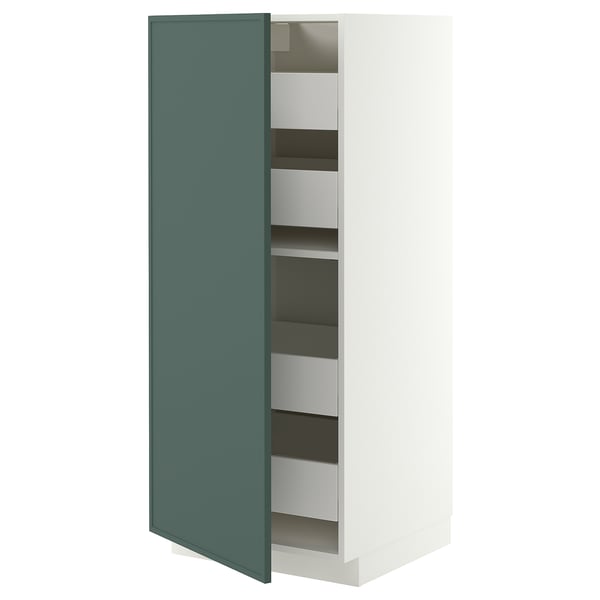 METOD / MAXIMERA Mobile alto con cassetti, bianco/Aspudden grigio scuro-verde, 60x60x140 cm