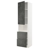 Un mobile da cucina moderno denominato METOD, caratterizzato da frontali in kalhyttan grigio scuro con effetto cemento, fianchi bianchi e cassetti integrati.