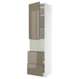 Armadio da cucina METOD bianco e grigio scuro-marrone con maniglie integrate e design minimalista.
