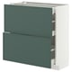 METOD / MAXIMERA Mobile base/2 frontali/3 cassetti, bianco/Aspudden grigio scuro-verde, 80x37 cm