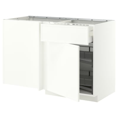 METOD / MAXIMERA Mobile base ang/cassetto/elem estr, bianco/Aspudden bianco opaco, 128x68 cm