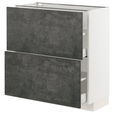 Mobile da cucina METOD: bianco e grigio scuro, rettangolare con cassetti.