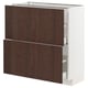 Cucina moderna con 2 cassetti marrone scuro, cornice bianca, design elegante.