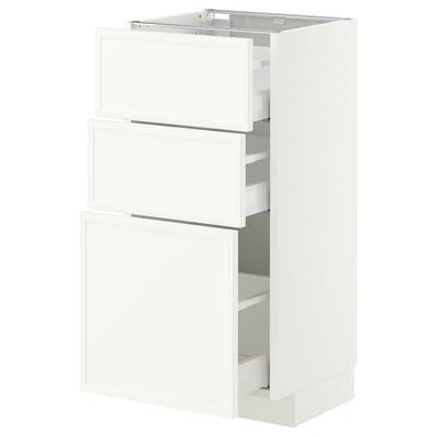 METOD / MAXIMERA Mobile base con 3 cassetti, bianco/Aspudden bianco opaco, 40x37 cm