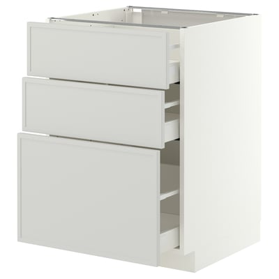 METOD / MAXIMERA Mobile base con 3 cassetti, bianco/Aspudden grigio chiaro, 60x60 cm