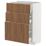 METOD mobile da cucina - bianco e noce, tre cassetti, design moderno ed elegante.