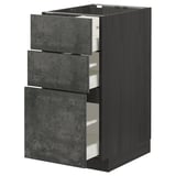 Armadio da cucina METOD grigio scuro con cassetti multipli realizzato in materiale effetto cemento.