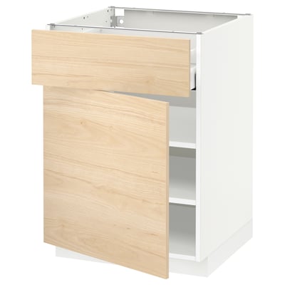 Mobile cucina METOD, legno frassino chiaro, bianco, scatolato con cassetto, design moderno.