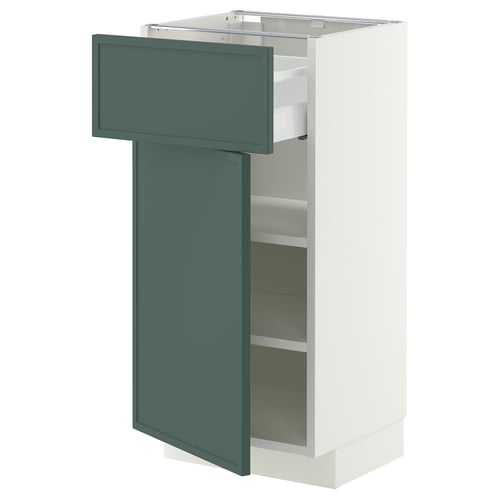 METOD / MAXIMERA Mobile base con cassetto/anta, bianco/Aspudden grigio scuro-verde, 40x37 cm