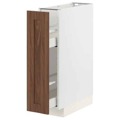 Mobile cucina METOD bianco con anta finitura noce, venatura sottile.