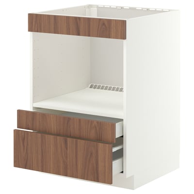 METOD / MAXIMERA Mobile base elettrodomest incasso, bianco/Tistorp effetto noce marrone, 60x60 cm