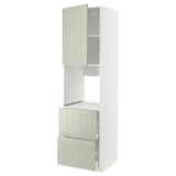 Mobile da cucina METOD verde con ripiano regolabile, cassetti con chiusura ammortizzata e cornice bianca. Forma verticale con maniglie incassate.