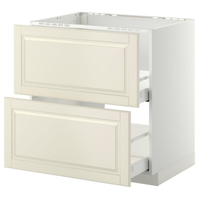 Mobile da cucina METOD bianco sporco con due cassetti estraibili, caratterizzato da un design classico e da una costruzione robusta.