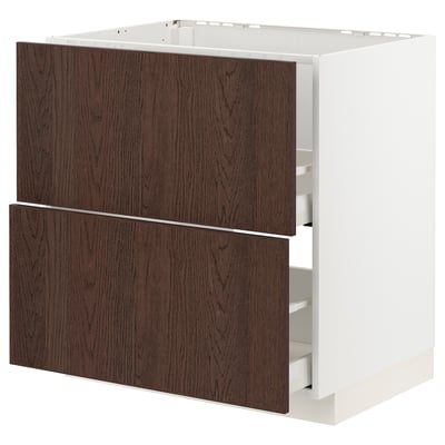 Mobile cucina METOD: legno bianco e marrone scuro, 3 cassetti. Facile accesso, design elegante.