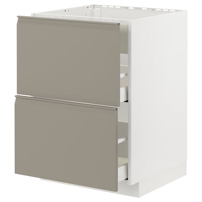 Un mobile da cucina ikea METOD con cassetti upplöv grigio-beige opaco, progettato per le cucine moderne.