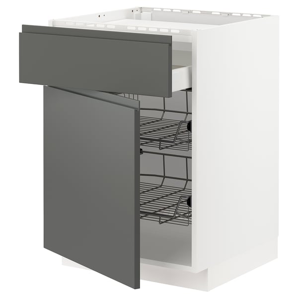 Cassettiera da cucina moderna ikea METOD grigio scuro con più ripiani.