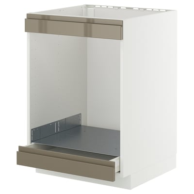 Mobile cucina METOD bianco con cassetto e schienale in acciaio inox, design elegante e moderno.