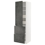 Mobile cucina ikea METOD bianco con ante effetto cemento grigio scuro, rettangolare.