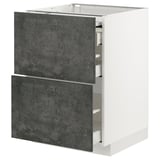 Mobile da cucina moderno con cassetti grigi e cornice bianca. Due cassetti ampi e scorrevoli. Design elegante e urbano con finitura effetto cemento.