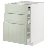 Mobile cucina METOD di colore verde con tre cassetti.