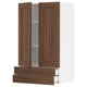 METOD mobile cucina, noce, venature legno, 2 ante, 2 cassetti, struttura bianca.