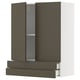 Moderno mobile da cucina marrone scuro con due ante e cassetti. Design elegante e minimalista per spazi contemporanei.