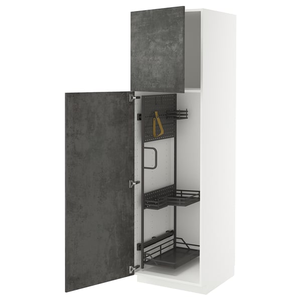 Mobile da cucina METOD, grigio, bianco, cerniere in acciaio, ripiani estraibili.